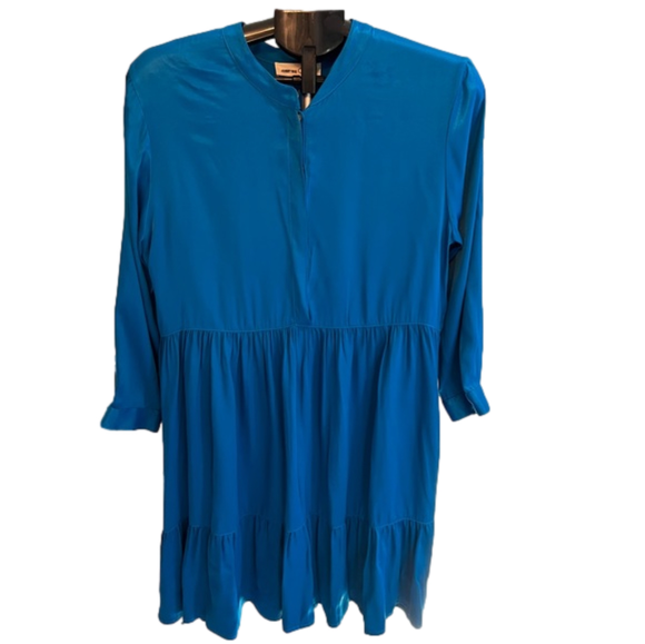 Calme’ by Johnny Was NWT Tiered Mandarin Collar Dress in Peacock Blue, Size M - Picture 3 of 12